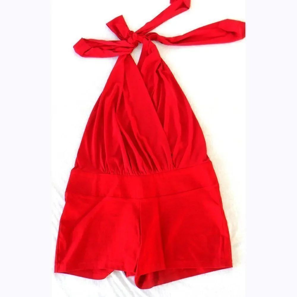 Sebora Red halter shorts clubwear romper